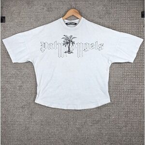 Palm Angels Men XXL Oversized White Palm Tree Graphic Logo T-Shirt Illustration